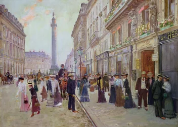 Ouvrières quittant la Maison Paquin, rue de la Paix, vers 1900